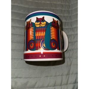 1988 Laurel Burch Rainbow Cat Cousins Ceramic Coffee Mug Cup